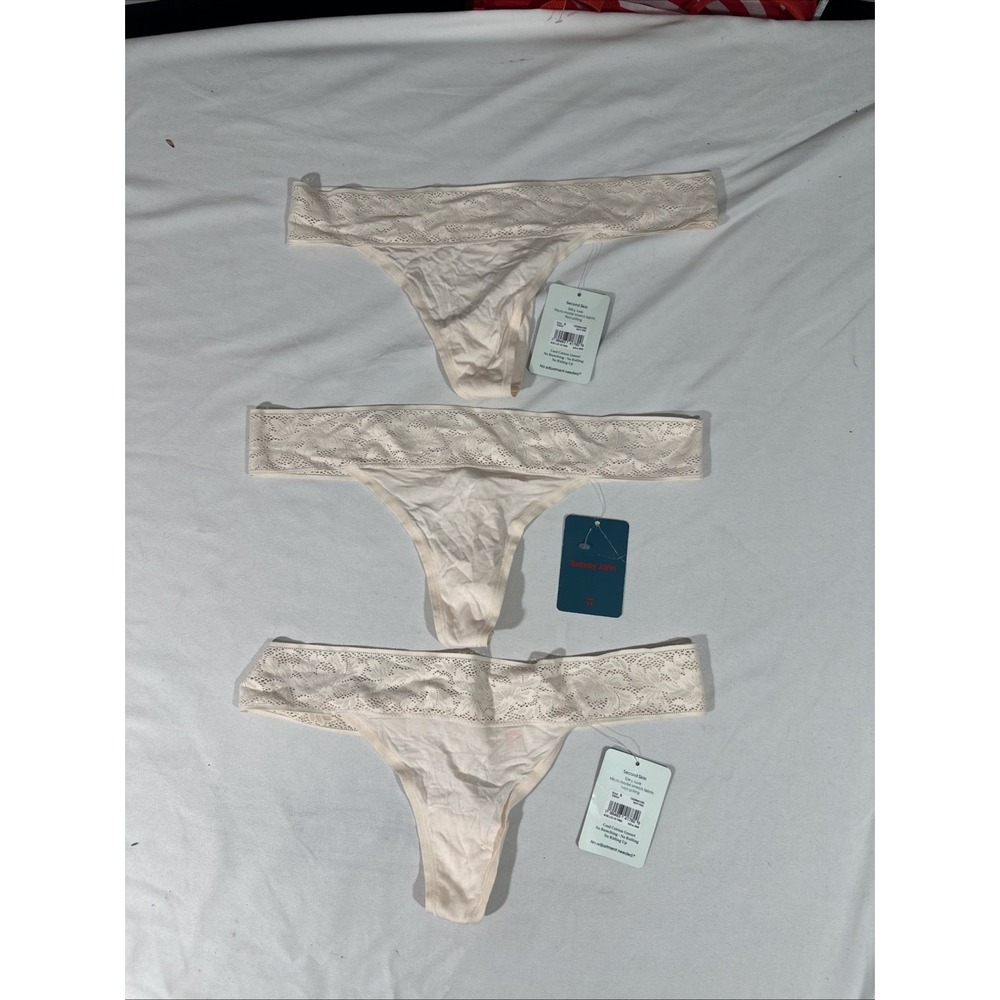 NWT $60 Tommy John [ Women's 3PC Small ] Lace Waist Second Skin Thong Pink U1792